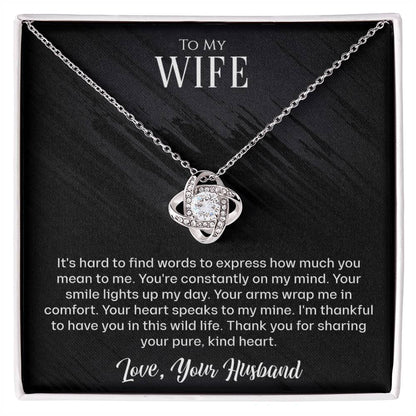To My Wife - Pure Kind Heart - Love Knot Necklace