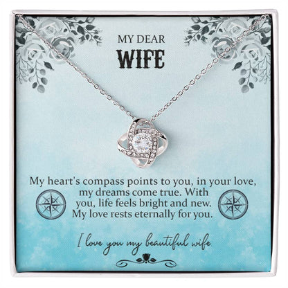 To My Wife - My Heart Points to You - Love Knot Necklace