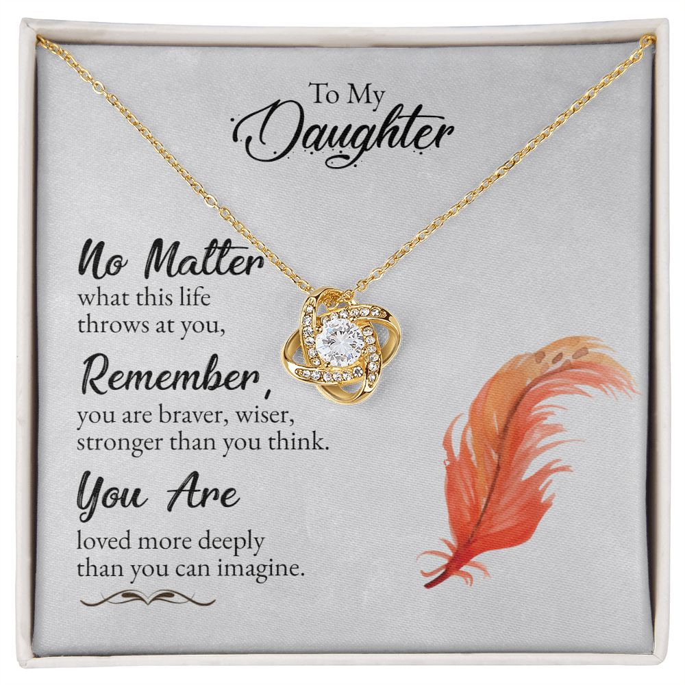 To My Daughter - Deeply Loved - Love Knot Necklace